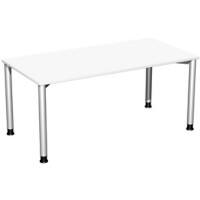 4 Fuß Flex Schreibtisch höhenverstellbar, 1600x800x680-800, Weiß/Silber