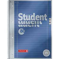 BRUNNEN Student Premium Notebook DIN A4 Liniert Spiralbindung Pappkarton Blau Perforiert 160 Seiten 80 Blatt