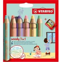 STABILO woody 3 in 1 Pastell Buntstifte Farbig sortiert 8806-3 6 Stück