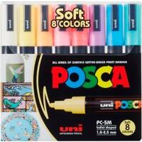 POSCA Pastell PC-5M Farbmarker Farbig sortiert Mittel Kalligraphie 1,8 - 2,5 mm 8 Stück