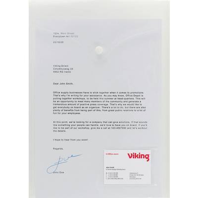 Viking Dokumentenmappe DIN A4 Druckknopf PP (Polypropylen) Hoch 23,7 (B) x 33,2 (H) cm Transparent 5 Stück
