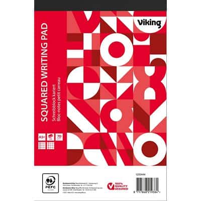 Viking Notizblock DIN A5+ Kariert Geleimt Papier Weiß Perforiert 200 Seiten Pack 5