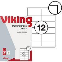 Viking Mit geraden Ecken Universaletiketten Weiß 105 x 48 mm 100 Blatt à 12 Etiketten