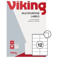 Viking Mit geraden Ecken Universaletiketten Weiß 105 x 48 mm 100 Blatt à 12 Etiketten