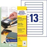 AVERY Zweckform L4746REV-25 CD/DVD Etiketten DIN A4 Weiß 147,3 x 20 mm 25 Blatt à 13 Etiketten