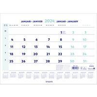 Brepols Wandkalender 2024 1 Monat / 1 Seite Niederländisch, Französisch, Deutsch, Englisch 31,5 (B) x 0,6 (T) x 46 (H) cm Weiß