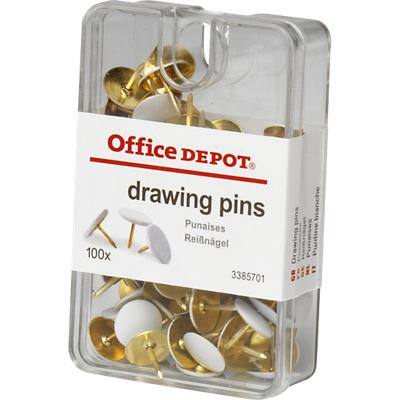 Office Depot Reißnägel Flach Metall, Kunststoff Weiß 100 Stück