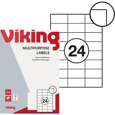 Viking Universaletiketten selbstklebend 70 x 37 mm Weiß 100 Blatt mit 24 Etiketten