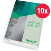 Leitz Premium Prospekthüllen DIN A4 Genarbt Transparent 170 Mikron PVC (Polyvinylchlorid) Oben 11 Löcher 47561003 10 Stück