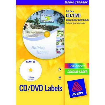 AVERY Zweckform CD- und DVD-Etiketten DIN A4 Weiß 25 Blatt à 2 Etiketten