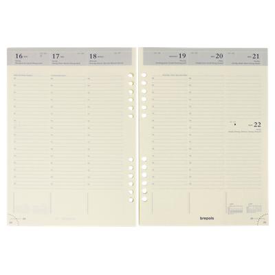 Brepols Terminkalender Nachfüllung Brefax DIN A5 1 Woche / 2 Seiten 2025 Creme