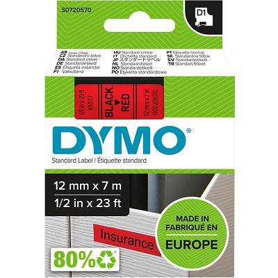 DYMO D1 Beschriftungsband Authentisch 45017 S0720570 Selbsthaftend Schwarz auf Rot 12 mm x 7 m