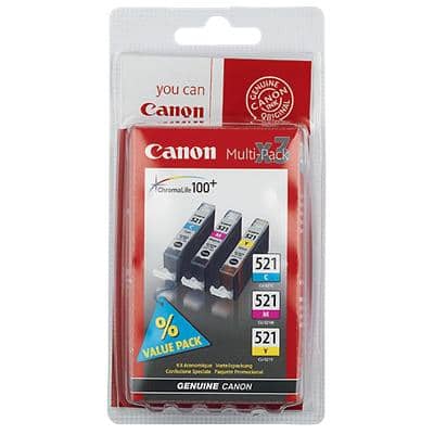 Canon CLI- 521 C/M/Y Original Tintenpatrone Cyan, Magenta, Gelb Multipack 3 Stück