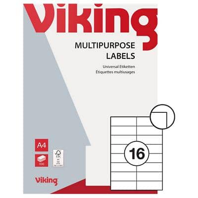 Viking Universaletiketten selbstklebend 105 x 37 mm Weiß 100 Blatt mit 16 Etiketten