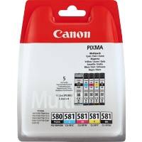 Canon PGI-580 Original Tintenpatrone Pigment Schwarz, Schwarz, Cyan, Magenta, Gelb Multipack 5 Stück