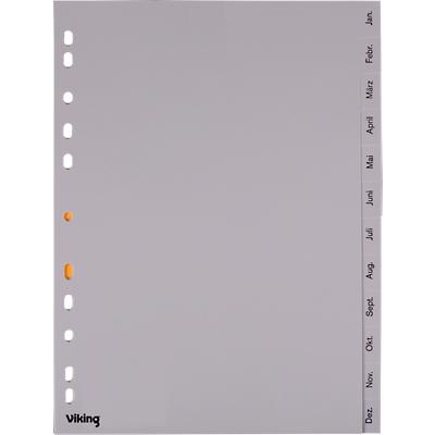 Viking Register DIN A4 Grau 12-teilig Perforiert Kunststoff Jan - Dez
