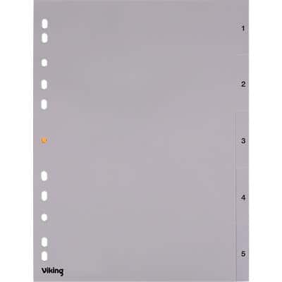 Viking Register DIN A4 Grau 5-teilig 11-fach Kunststoff 1 bis 5