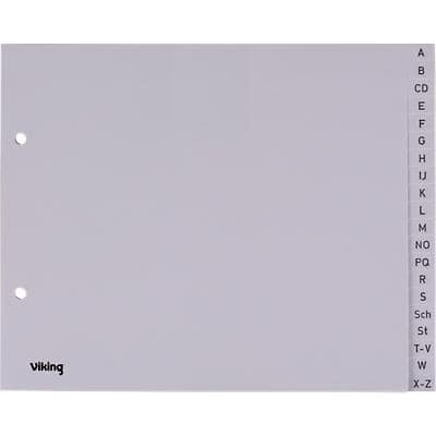 Viking Register DIN A4 (halbe Höhe) Grau 20-teilig Perforiert Kunststoff A - Z