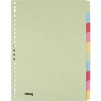 Viking Standard Blanko Register Recycelt 100% DIN A4 Farbig Sortiert Mehrfarbig 10-teilig Manilla Rechteckig 23 Löcher 10 Blatt