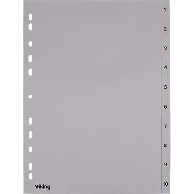 Viking Register DIN A4 Grau 10-teilig Perforiert Kunststoff 1 bis 10