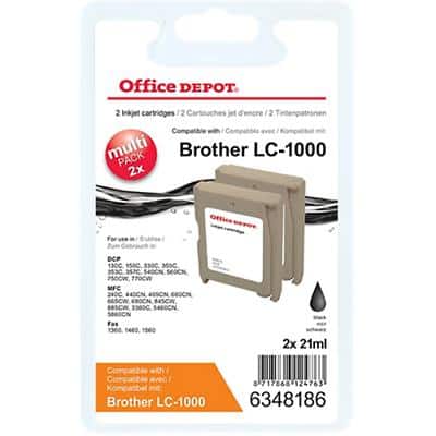 Kompatible Office Depot Brother LC1000BK Tintenpatrone Schwarz 2 Stück