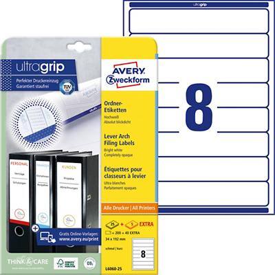 AVERY Zweckform Ultragrip Ordneretiketten DIN A4 50 mm Weiß 30 Blatt à 8 Etiketten