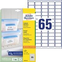 Avery Zweckform L7971-25 Gefrierschrank-Etiketten DIN A4 Weiß 38,1 x 21,2 mm 25 Blatt à 65 Etiketten