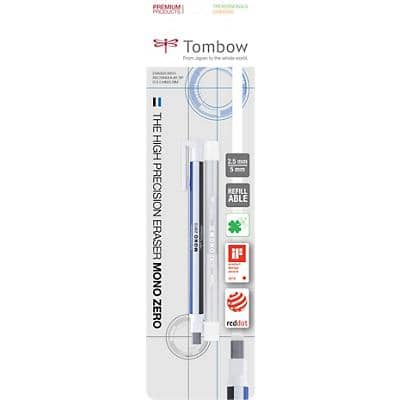Tombow precision eraser mono zero + refill
 EHR-KUS blue, white, black