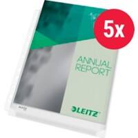 Leitz Premium Prospekthüllen DIN A4 Genarbt Transparent 170 Mikron PVC (Polyvinylchlorid) Oben 11 Löcher 47563003 5 Stück