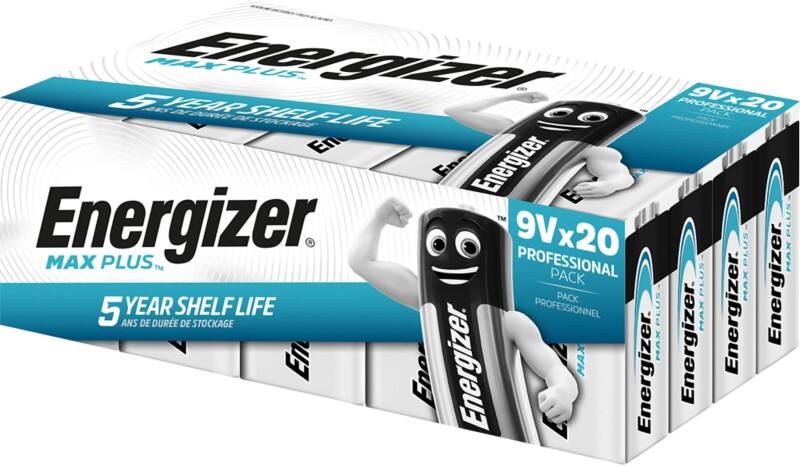 Energizer 9 V Alkali-Batterien Max Plus 6LR61 20 Stück