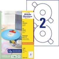 AVERY Zweckform L6043-100 CD Etiketten Weiß 100 Blatt mit 2 Etiketten