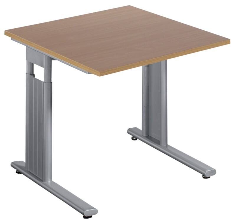 Geramöbel Speed Office Höhenverstellbar Schreibtisch Rechteckig Buche C-Fuß 800 (B) x 800 (T) x 820 (H) mm MFC (Melaminbeschichtete Spanplatte), Stahl