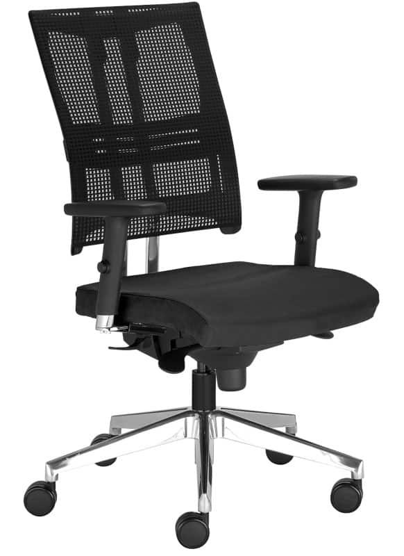 FILO-A Bürodrehstuhl mit Kopfstütze, Synchronmechanik, Rückenpolsterung,  Schwarz