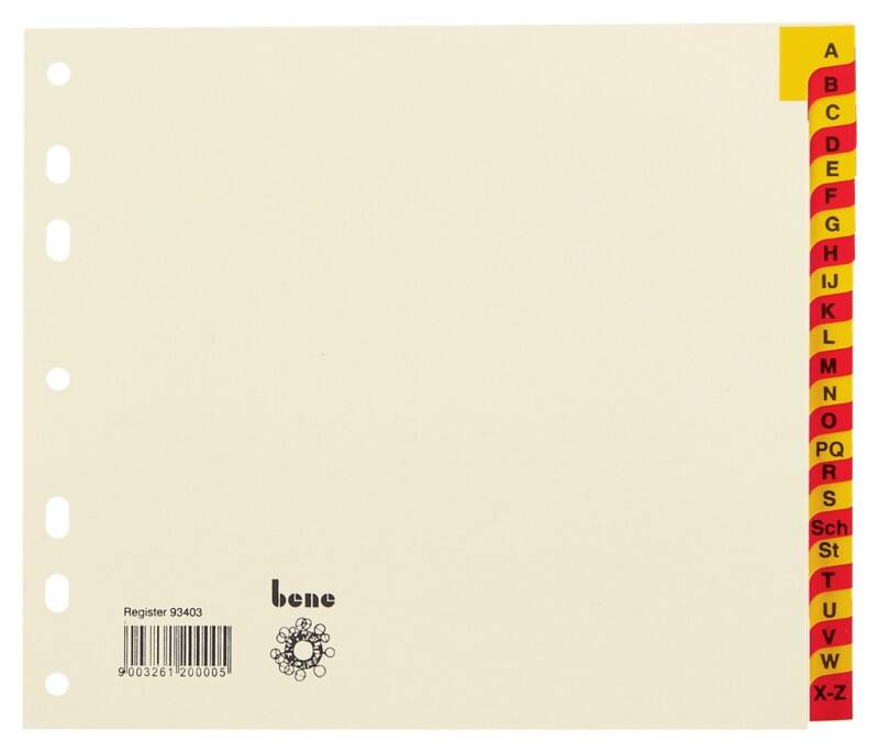 Bene A - Z Alphabetische Register DIN A5 Mehrfarbig 24-teilig Pappkarton 7 Löcher 93403 24 Blatt