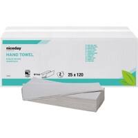 Niceday Professional Falthandtücher M-falz Weiß 2-lagig 1002831 25 Stück à 120 Blatt