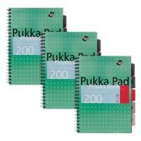 Pukka Pad Projektbuch Metallic A4+ liniert Spiralgebunden PP (Polypropylen) Hardback Grün Perforiert 200 Seiten 3er Pack