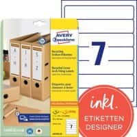 AVERY Zweckform ultragrip Ordneretiketten LR4760-25 Selbsthaftend DIN A4 Naturweiß 38 x 192 mm Recycled 30 Blatt à 7 Etiketten