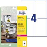 AVERY Zweckform L4719-20 Etiketten DIN A4 Weiß 105 x 148 mm 20 Blatt à 4 Etiketten