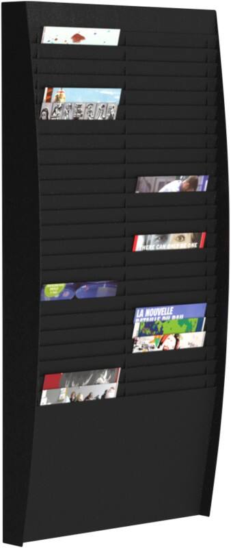 Paperflow DIN A4 Prospektständer Hängend Schwarz Polystyrol A4V2X25.01 54,4 (B) x 112 (H) cm 50 Fächer