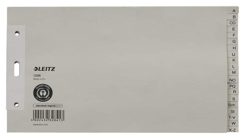 Leitz A - Z Alphabetische Register DIN A4/A5 Grau 20-teilig 100 g/m² Pappkarton 3 Löcher 1206
