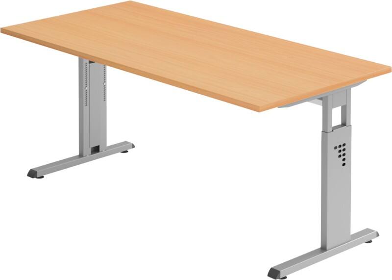 Hammerbacher Matrix VOS Höhenverstellbar Schreibtisch Rechteckig Buche C-Fuß 1.600 (B) x 800 (T) x 850 (H) mm Spanplatte, Stahl
