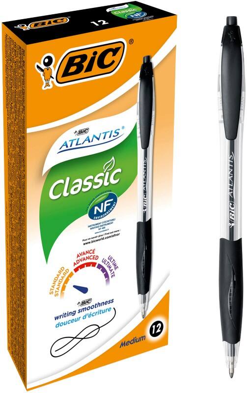 BIC Atlantis Classic Kugelschreiber Schwarz Mittel 0.4 mm 12 Stück