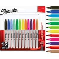 Sharpie Permanentmarker Fein Rundspitze 1 mm Farbig sortiert 12 Stück