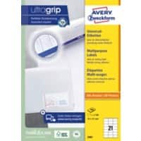 AVERY Zweckform ultragrip Universaletiketten 3481 Selbsthaftend DIN A4 Weiß 70 x 41 mm 100 Blatt à 21 Etiketten