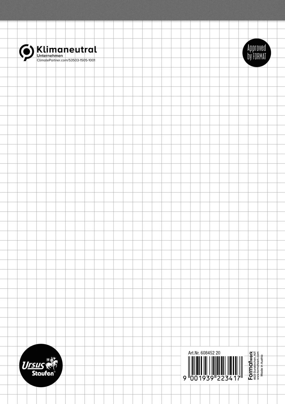 Ursus Staufen Notizblock Ohne Deckblatt DIN A5 50 Blatt 60 g/m² 5 mm Kariert