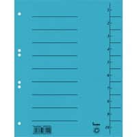 Bene Trend 1 bis 10 Trennblätter DIN A4 Blau 10-teilig Pappkarton 6 Löcher 50 Stück
