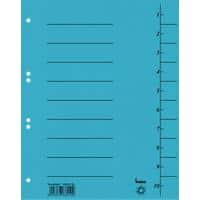Bene Trend 1 bis 10 Trennblätter DIN A4 Blau 10-teilig Pappkarton 6 Löcher 50 Stück