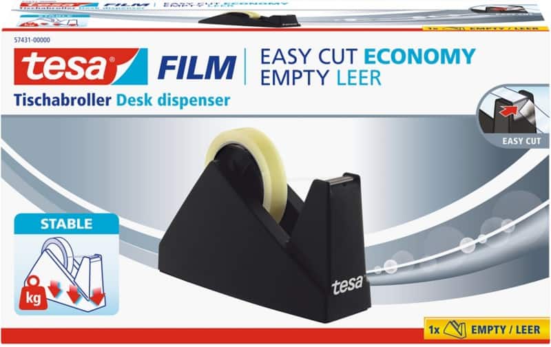 tesa Klebebandabroller tesafilm Easy Cut Economy Schwarz 25 mm (B) x 66 m (L)