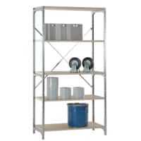 Manuflex Grundregal 5 Fachböden Holz, Stahl 1.030 x 500 x 2.000 mm Braun, Silber