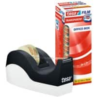 tesa Klebebandabroller tesafilm Easy Cut Orca Schwarz, Weiß 19 mm (B) x 33 m (L) PP (Polypropylen), Stahl + 8 Rollen tesa Klebefilm Office Box